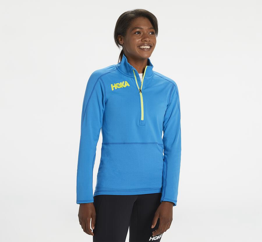 Hoka One One Top Dames - 1/2 Rits Midlayer - Blauw - LE9547206